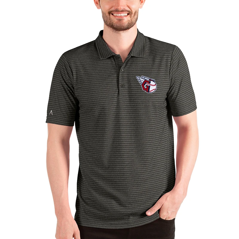 Men's Antigua Heathered Black/Silver Cleveland Guardians Esteem Polo