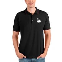 Men's Antigua Black Los Angeles Dodgers Affluent Polo