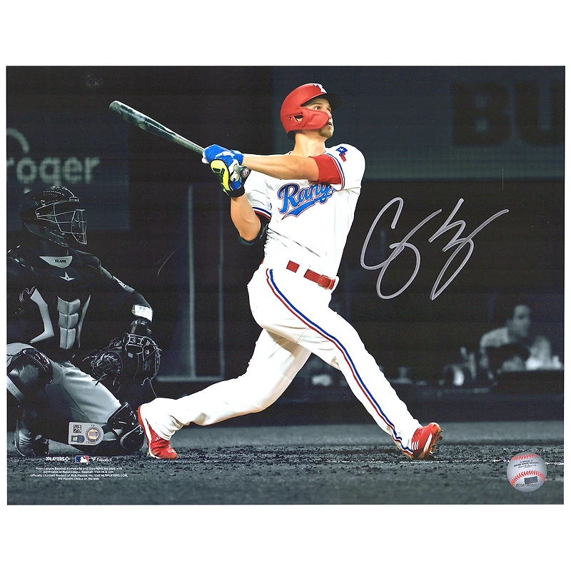 Corey Seager Texas Rangers Autographed 11" x 14" Spotlight Hitting Photograph