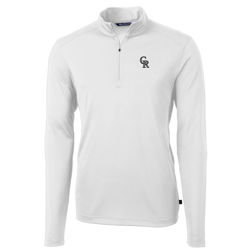 Men's Cutter & Buck White Colorado Rockies Big & Tall Virtue Eco Pique Quarter-Zip Pullover Jacket