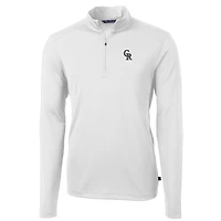 Men's Cutter & Buck White Colorado Rockies Big & Tall Virtue Eco Pique Quarter-Zip Pullover Jacket