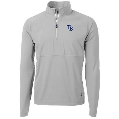 Men's Cutter & Buck Gray Tampa Bay Rays Adapt Eco Knit Hybrid Recycled Quarter-Zip Pullover Jacket