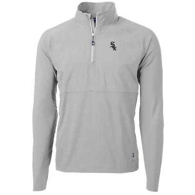 Men's Cutter & Buck Gray Chicago White Sox Adapt Eco Knit Hybrid Recycled Quarter-Zip Pullover Jacket