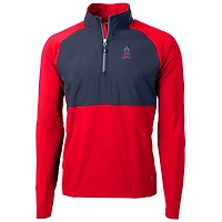 Men's Cutter & Buck Red/Navy Los Angeles Angels Adapt Eco Knit Hybrid Recycled Quarter-Zip Pullover Jacket