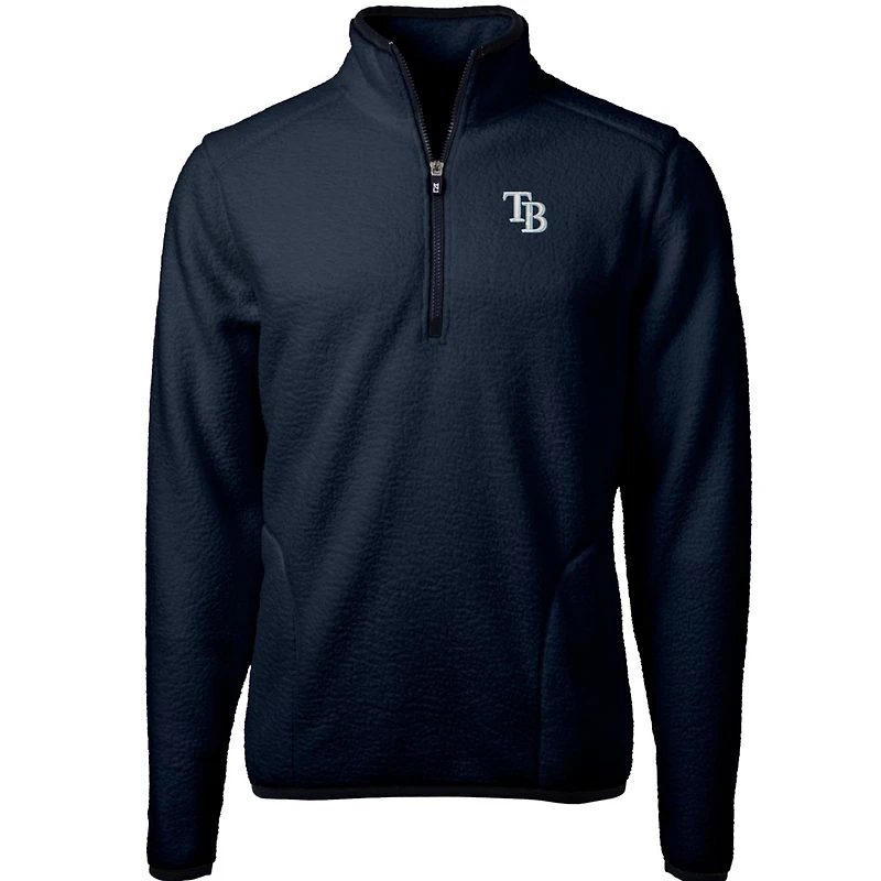 Men's Cutter & Buck Navy Tampa Bay Rays Cascade Eco Sherpa Fleece Quarter-Zip Pullover Jacket