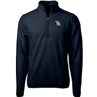 Men's Cutter & Buck Navy Tampa Bay Rays Cascade Eco Sherpa Fleece Quarter-Zip Pullover Jacket