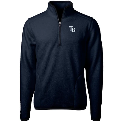 Men's Cutter & Buck Navy Tampa Bay Rays Cascade Eco Sherpa Fleece Quarter-Zip Pullover Jacket