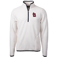 Men's Cutter & Buck White/Navy St. Louis Cardinals Cascade Eco Sherpa Fleece Quarter-Zip Pullover Jacket