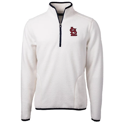 Men's Cutter & Buck White/Navy St. Louis Cardinals Cascade Eco Sherpa Fleece Quarter-Zip Pullover Jacket