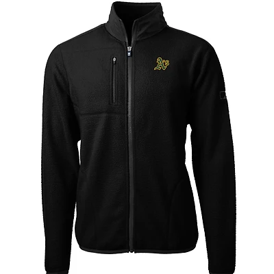 Men's Cutter & Buck Black Athletics Cascade Eco Sherpa Fleece Full-Zip Jacket