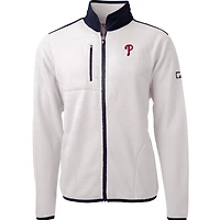 Men's Cutter & Buck White/Navy Philadelphia Phillies Cascade Eco Sherpa Fleece Full-Zip Jacket