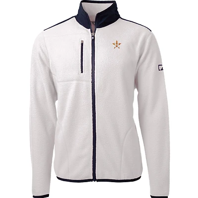 Men's Cutter & Buck White/Navy Houston Astros Cascade Eco Sherpa Fleece Full-Zip Jacket