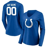 Women's Royal Indianapolis Colts Team Authentic Personalized Name & Number Long Sleeve V-Neck T-Shirt
