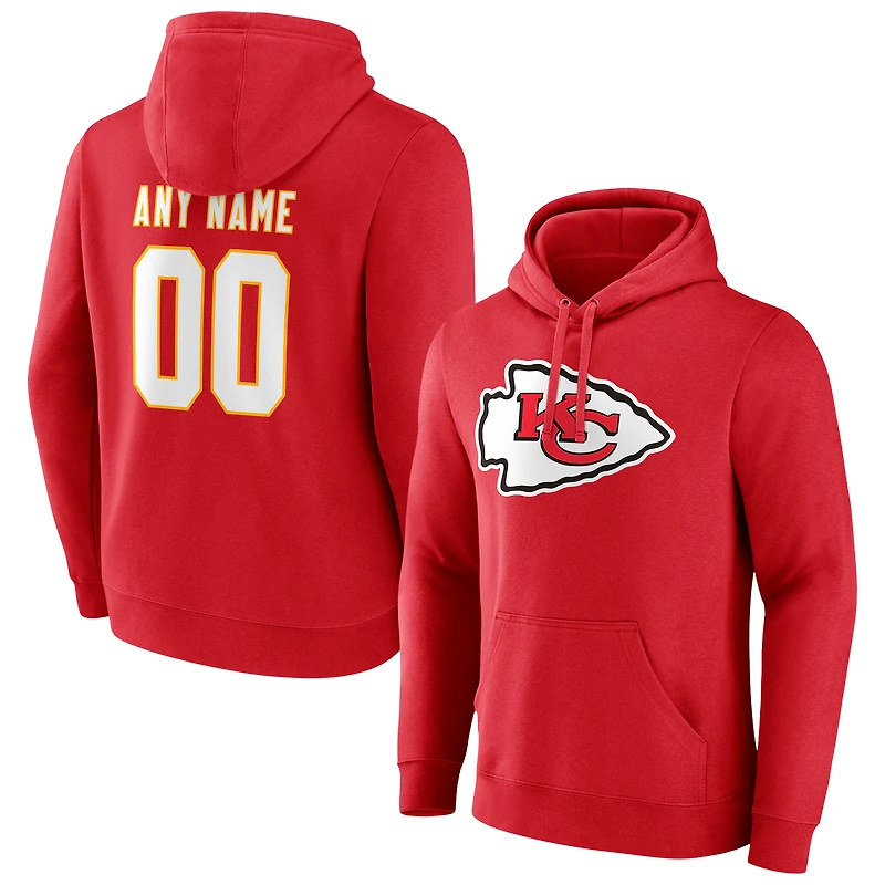 Men's Red Kansas City Chiefs Team Authentic Personalized Name & Number Pullover Hoodie