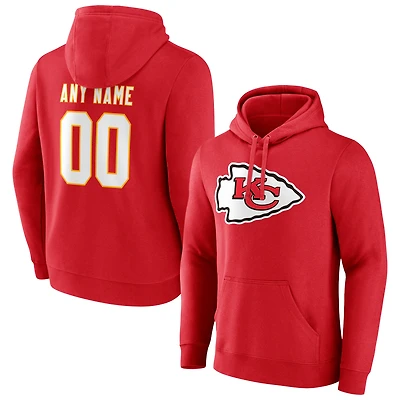Men's Red Kansas City Chiefs Team Authentic Personalized Name & Number Pullover Hoodie