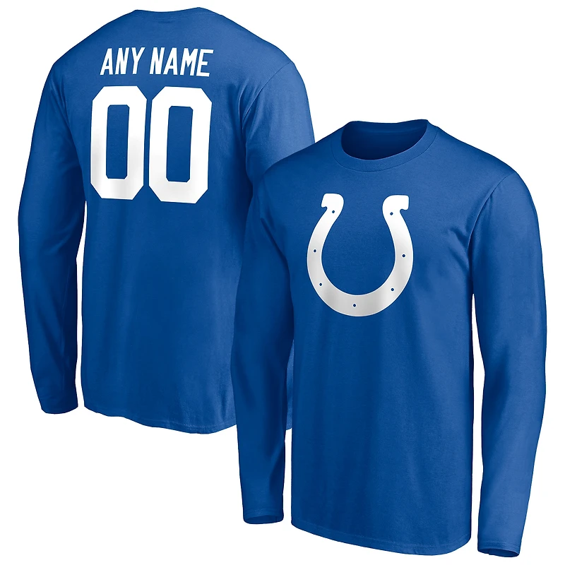 Men's Royal Indianapolis Colts Team Authentic Personalized Name & Number Long Sleeve T-Shirt