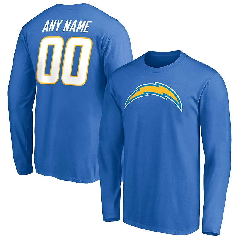 Men's Powder Blue Los Angeles Chargers Team Authentic Personalized Name & Number Long Sleeve T-Shirt