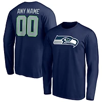 Men's College Navy Seattle Seahawks Team Authentic Personalized Name & Number Long Sleeve T-Shirt