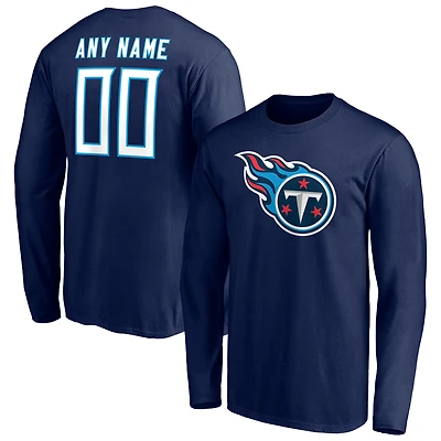 Men's Navy Tennessee Titans Team Authentic Personalized Name & Number Long Sleeve T-Shirt