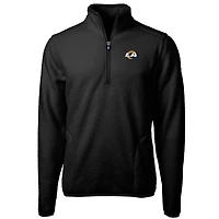 Men's Cutter & Buck Black Los Angeles Rams Cascade Eco Sherpa Fleece Quarter-Zip Pullover Jacket