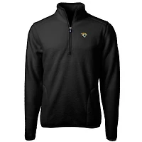 Men's Cutter & Buck Black Jacksonville Jaguars Cascade Eco Sherpa Fleece Quarter-Zip Pullover Jacket