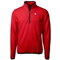 Men's Cutter & Buck Red New York Giants Cascade Eco Sherpa Fleece Quarter-Zip Pullover Jacket