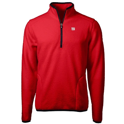 Men's Cutter & Buck Red New York Giants Cascade Eco Sherpa Fleece Quarter-Zip Pullover Jacket