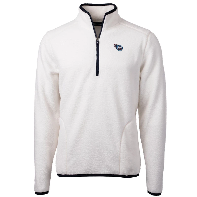 Men's Cutter & Buck White Tennessee Titans Cascade Eco Sherpa Fleece Quarter-Zip Pullover Jacket