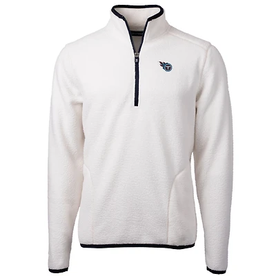Men's Cutter & Buck White Tennessee Titans Cascade Eco Sherpa Fleece Quarter-Zip Pullover Jacket