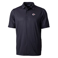 Men's Cutter & Buck Black Kansas City Chiefs Pike Double Dot Print Stretch Polo
