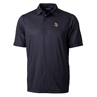 Men's Cutter & Buck Black Minnesota Vikings Pike Double Dot Print Stretch Polo