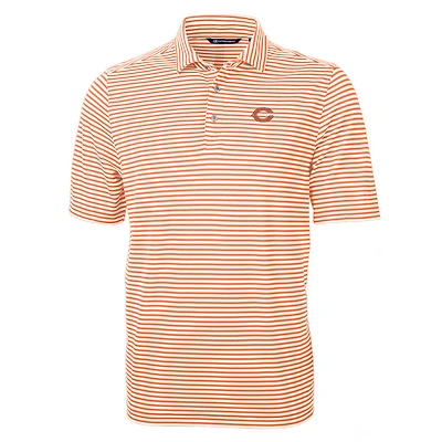 Men's Cutter & Buck Orange Chicago Bears Virtue Eco Pique Stripe Polo