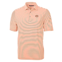 Men's Cutter & Buck Orange Chicago Bears Virtue Eco Pique Stripe Polo