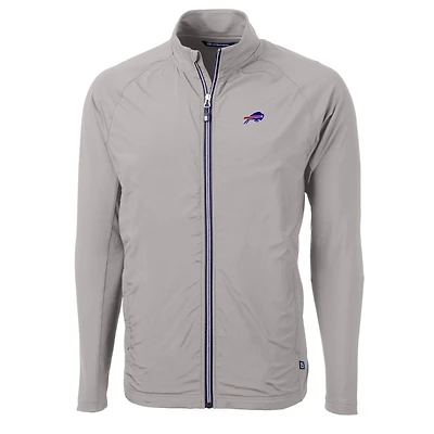 Men's Cutter & Buck Gray Buffalo Bills Big & Tall Adapt Eco Knit Full-Zip Raglan Jacket