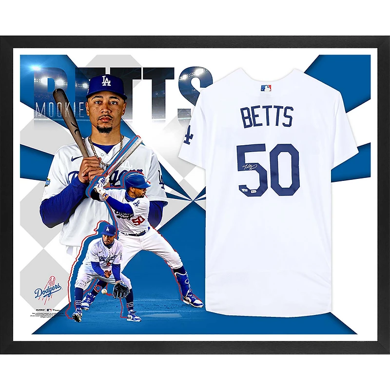 Mookie Betts Los Angeles Dodgers Autographed Framed White Nike Authentic Jersey Collage