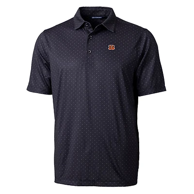Men's Cutter & Buck Black Cincinnati Bengals Big & Tall Pike Double Dot Stretch Polo