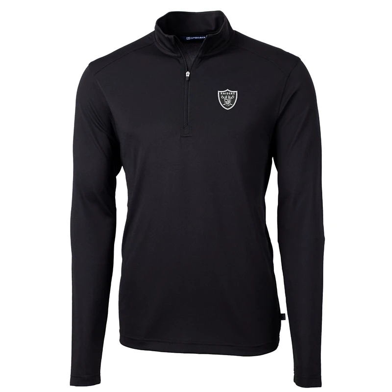 Men's Cutter & Buck Black Las Vegas Raiders Big & Tall Virtue Eco Pique Quarter-Zip Pullover Jacket