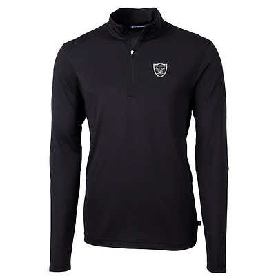 Men's Cutter & Buck Black Las Vegas Raiders Big & Tall Virtue Eco Pique Quarter-Zip Pullover Jacket