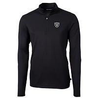 Men's Cutter & Buck Black Las Vegas Raiders Big & Tall Virtue Eco Pique Quarter-Zip Pullover Jacket