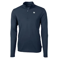 Men's Cutter & Buck Navy New York Giants Big & Tall Virtue Eco Pique Quarter-Zip Pullover Jacket