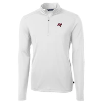 Men's Cutter & Buck White Tampa Bay Buccaneers Big & Tall Virtue Eco Pique Quarter-Zip Pullover Jacket