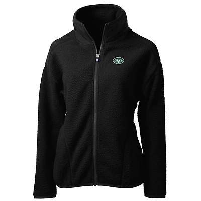 Women's Cutter & Buck Black New York Jets Cascade Eco Sherpa Fleece Full-Zip Jacket