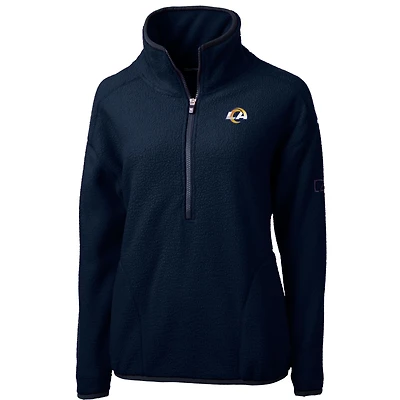 Women's Cutter & Buck Navy Los Angeles Rams Cascade Eco Sherpa Fleece Half-Zip Pullover Jacket