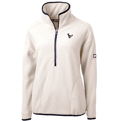 Women's Cutter & Buck White/Navy Houston Texans Cascade Eco Sherpa Fleece Half-Zip Pullover Jacket