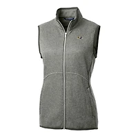 Women's Cutter & Buck Heathered Gray Baltimore Ravens Mainsail Sweater-Knit Full-Zip Vest