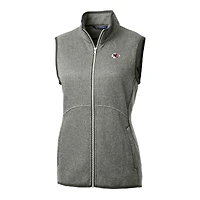 Women's Cutter & Buck Heathered Gray Kansas City Chiefs Mainsail Sweater-Knit Full-Zip Vest