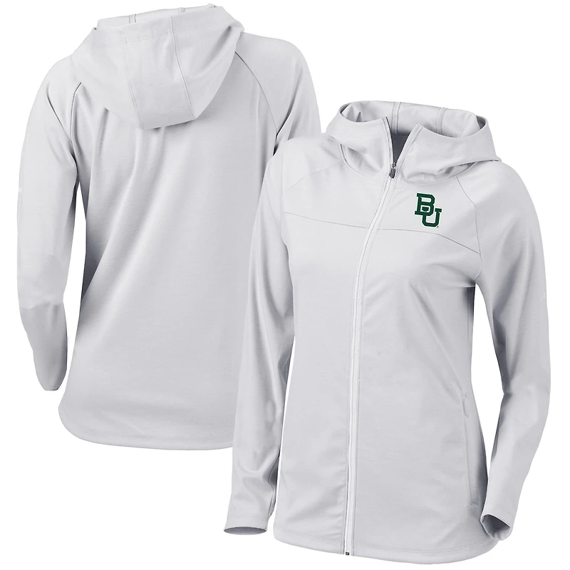 Women's Columbia White Baylor Bears Omni-Wick Half Shot Full-Zip Hoodie