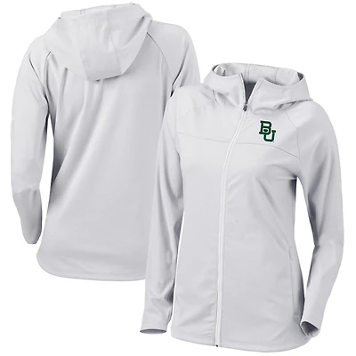 Women's Columbia White Baylor Bears Omni-Wick Half Shot Full-Zip Hoodie