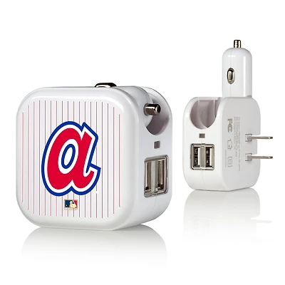 Atlanta Braves 2-in-1 Pinstripe Cooperstown Design USB Charger