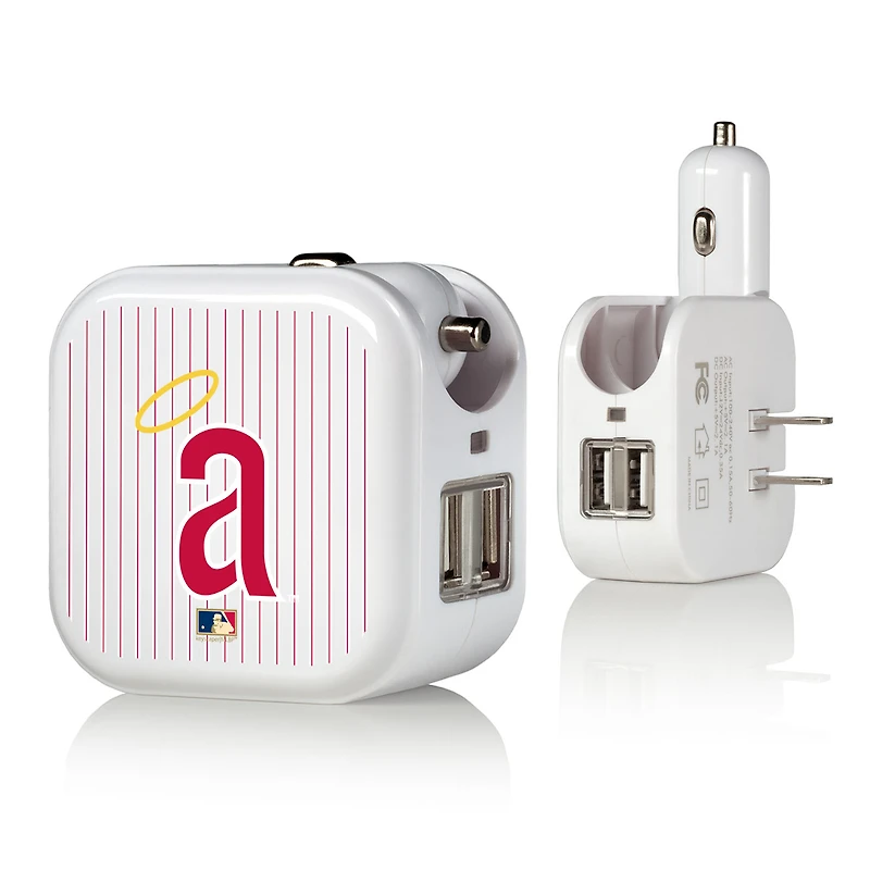 Los Angeles Angels 2-in-1 Pinstripe Cooperstown Design USB Charger